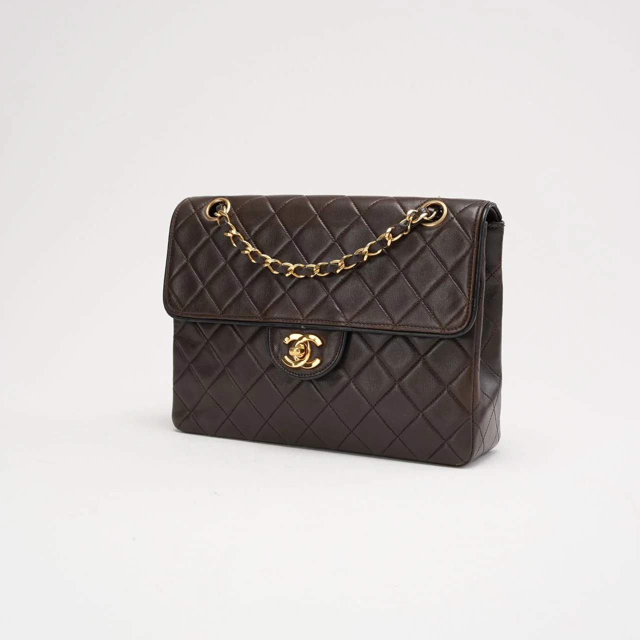 Chanel Vintage Brown Two-Tone Classic Flap Bag 1991