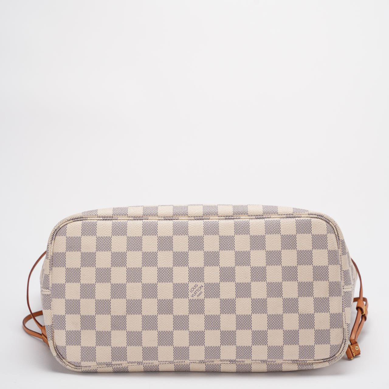 Louis Vuitton MM Damier Azur White Tote Bag with Removable Pouch Bottom