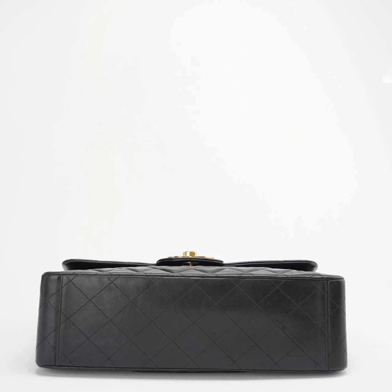 Chanel Vintage Black Maxi Classic Flap Bag Lambskin 1991-1994