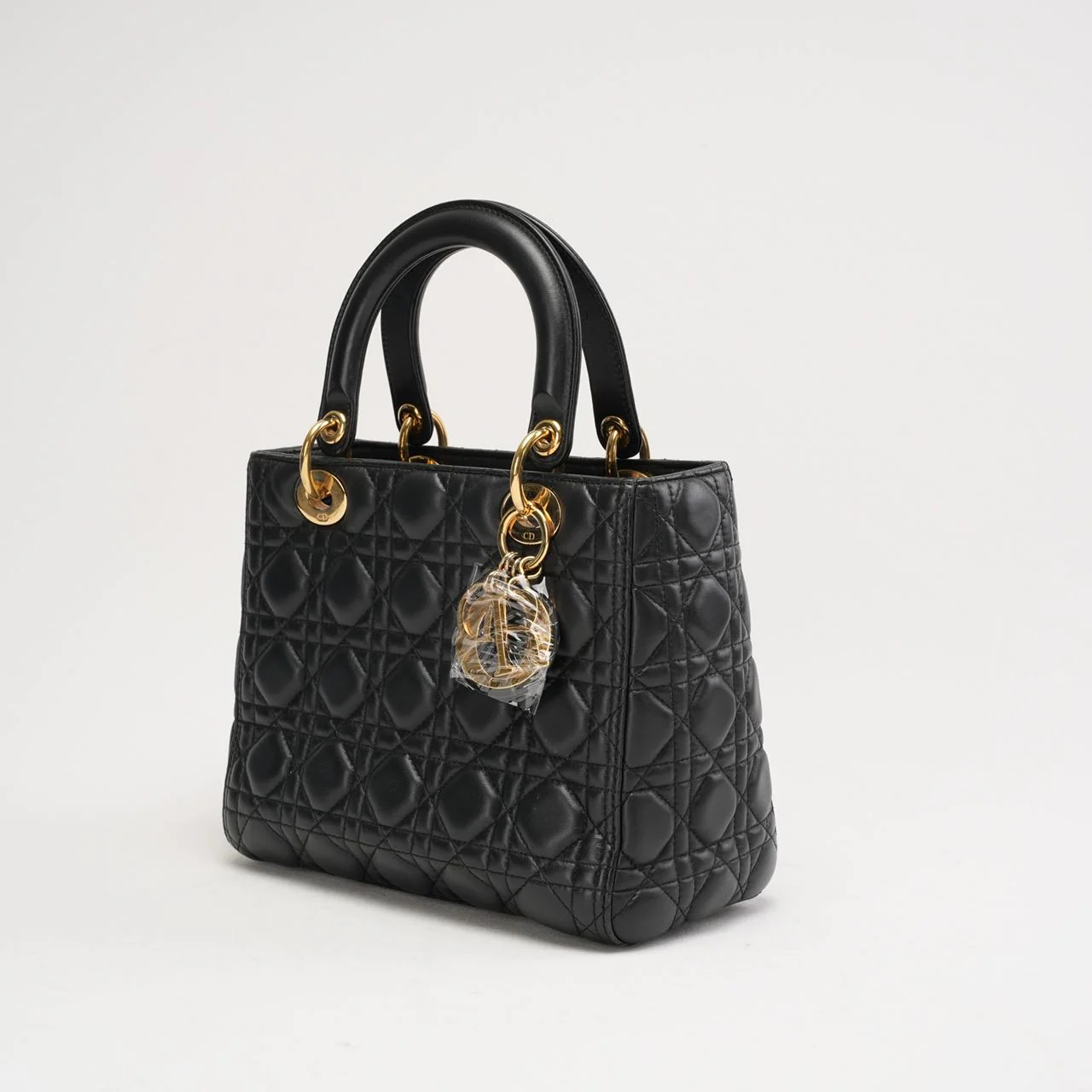 Dior Lady mittelgroße Tasche Lammleder schwarz 2015