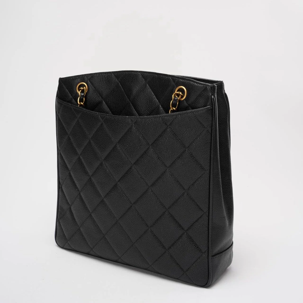 Chanel Vintage 1994 - 1996 Black Caviar Shoulder Tote Gold Hardware