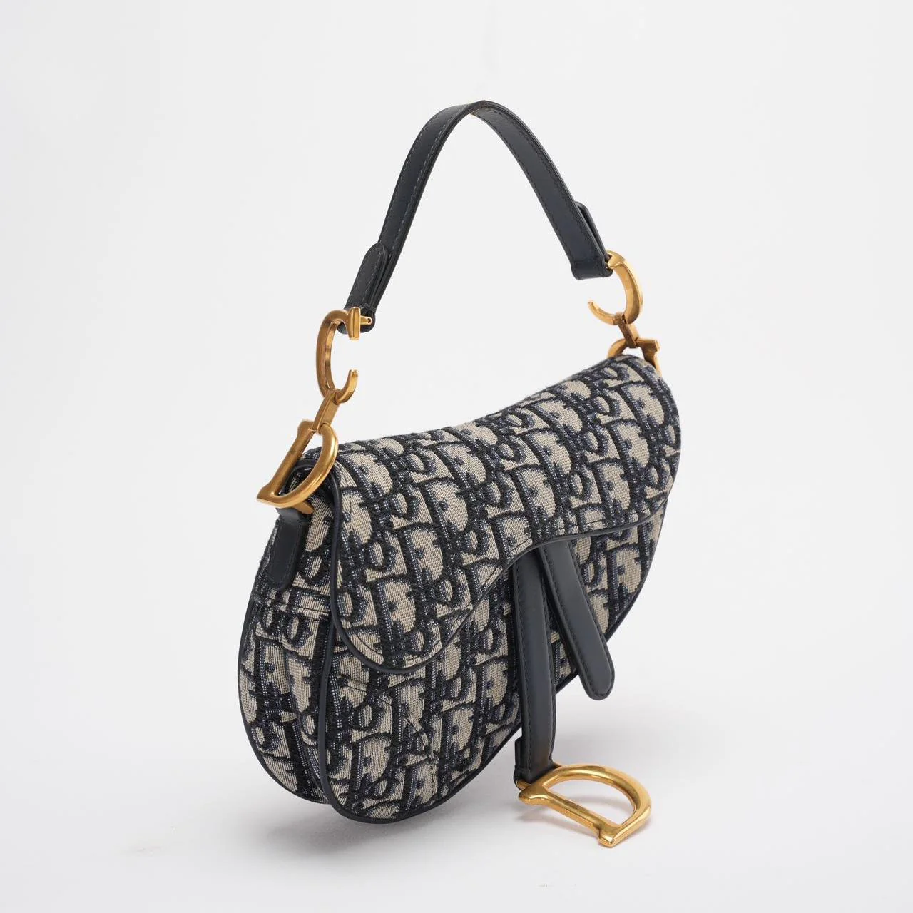 Dior Saddle Bag Mini Blue Oblique Jacquard With Shoulder Strap From 2019