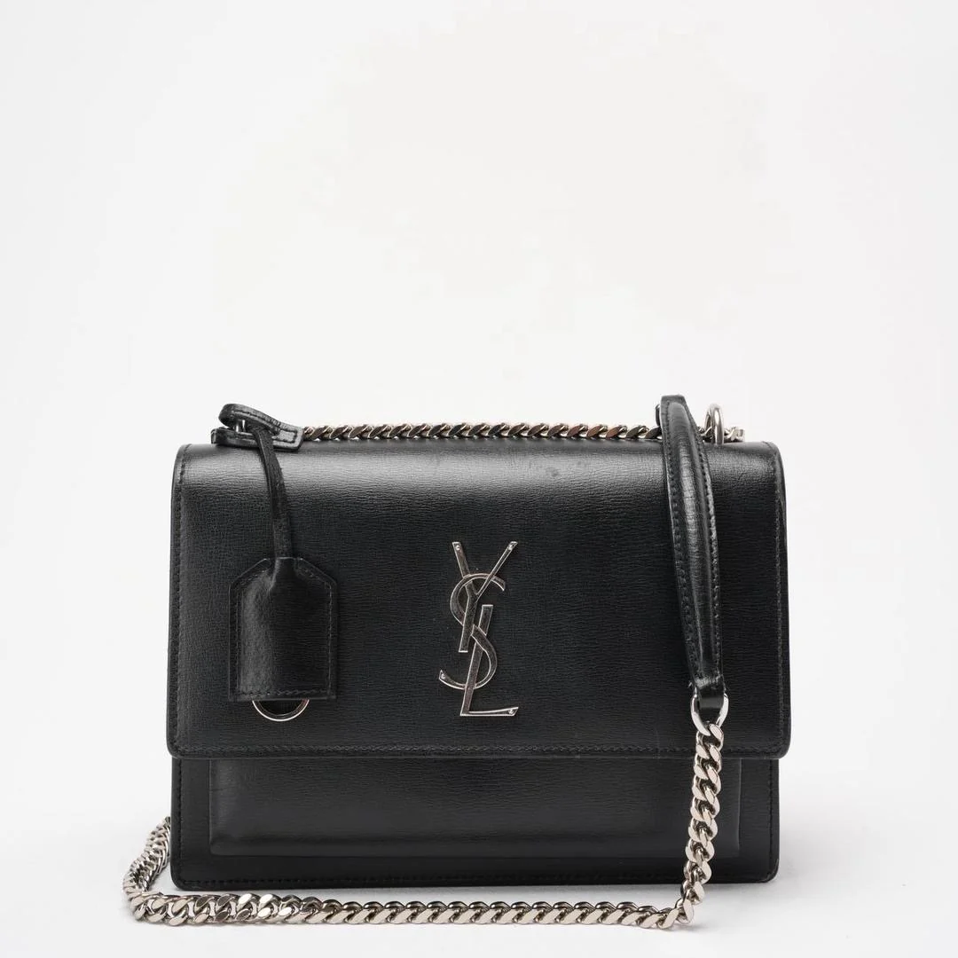 Saint Laurent Black Calfskin Medium Monogram Sunset