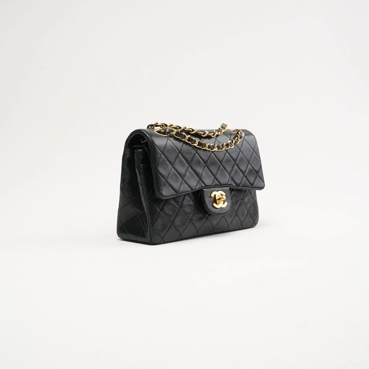 Chanel Vintage Timeless Small Double Flap Lamb Black 1991
