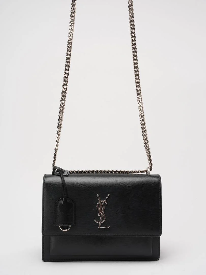 Saint Laurent Black Calfskin Medium Monogram Sunset