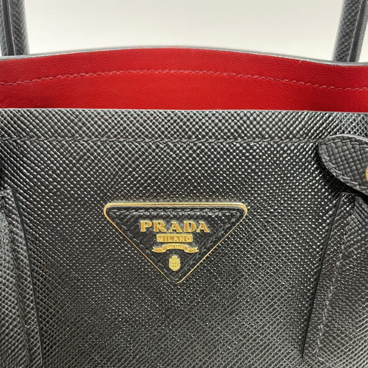 Prada Medium Black / Red Double Tote Bag