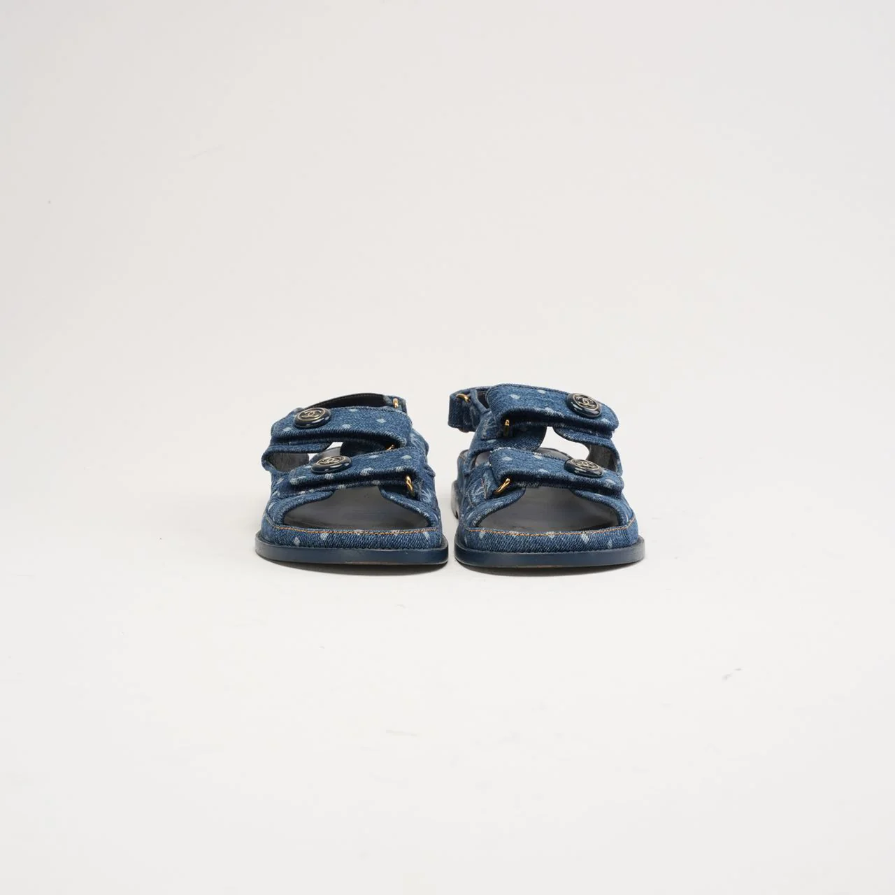 Chanel Blue Denim Dad Sandals Size 38.5