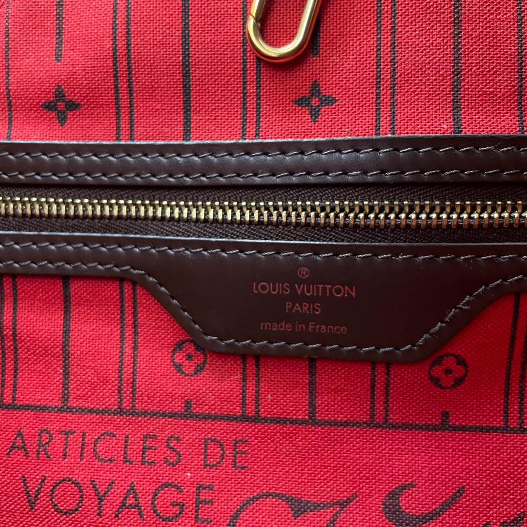 Louis Vuitton Neverfull MM Bag Tote Damier Ebene Canvas Brown