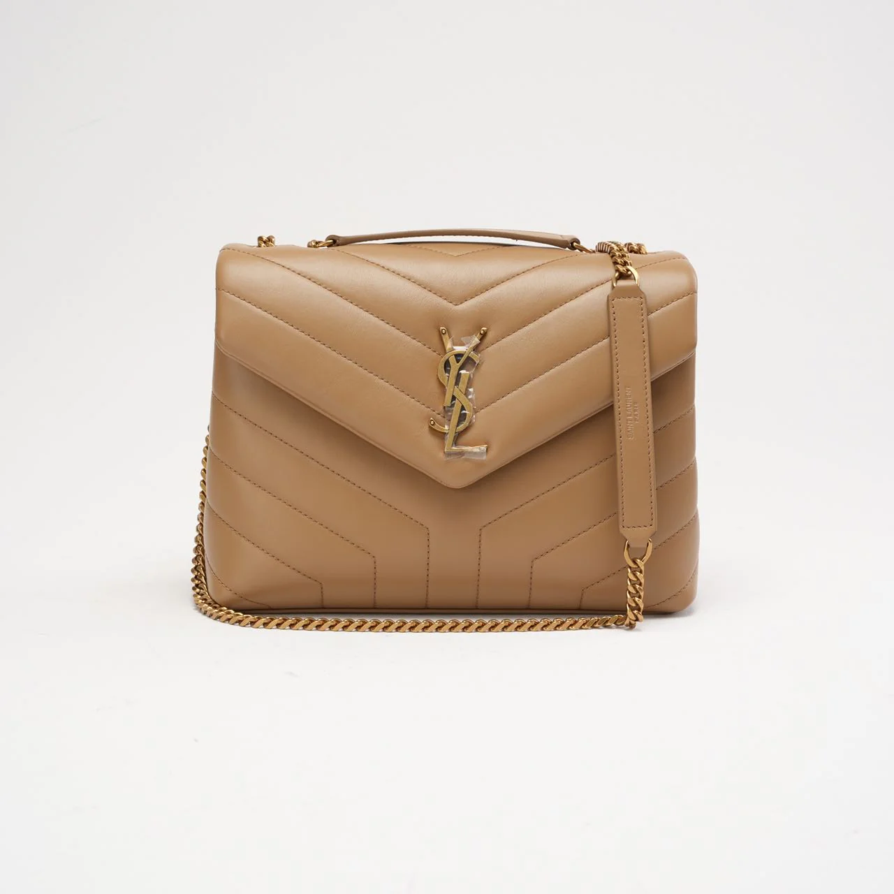 Saint Laurent Small Loulou Chain Satchel Dark Beige 2022