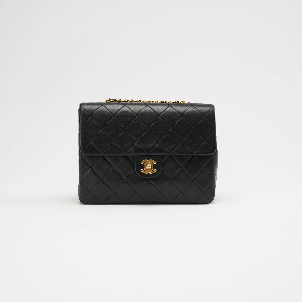 Chanel Vintage Black Mini Square Classic Flap Bag 1991