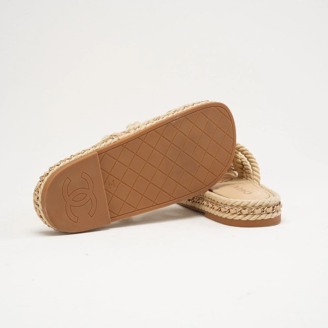 Chanel Coco Mark Mulas Beige Dad Sandals Size 38