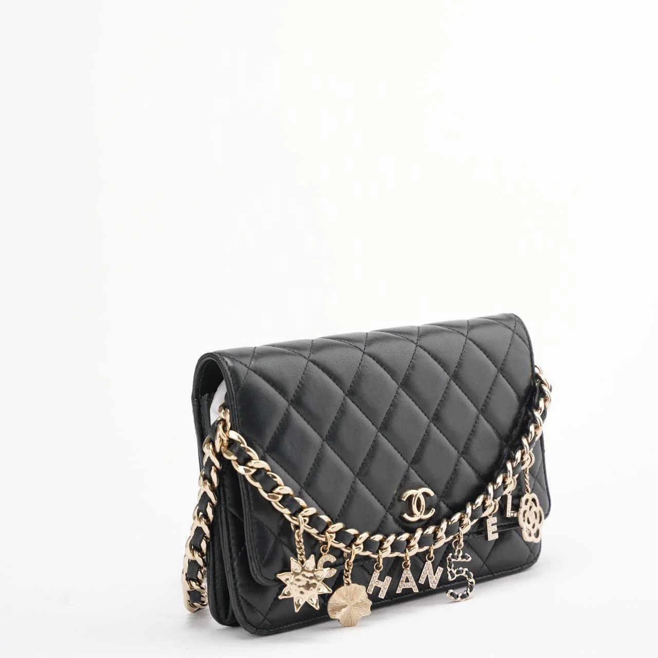 Chanel Black Wallet on Chain (WOC) Coco Charm Lambskin 2021