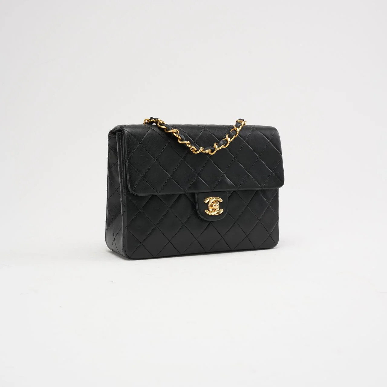 Chanel Vintage Black Mini Square Classic Flap Bag 1991