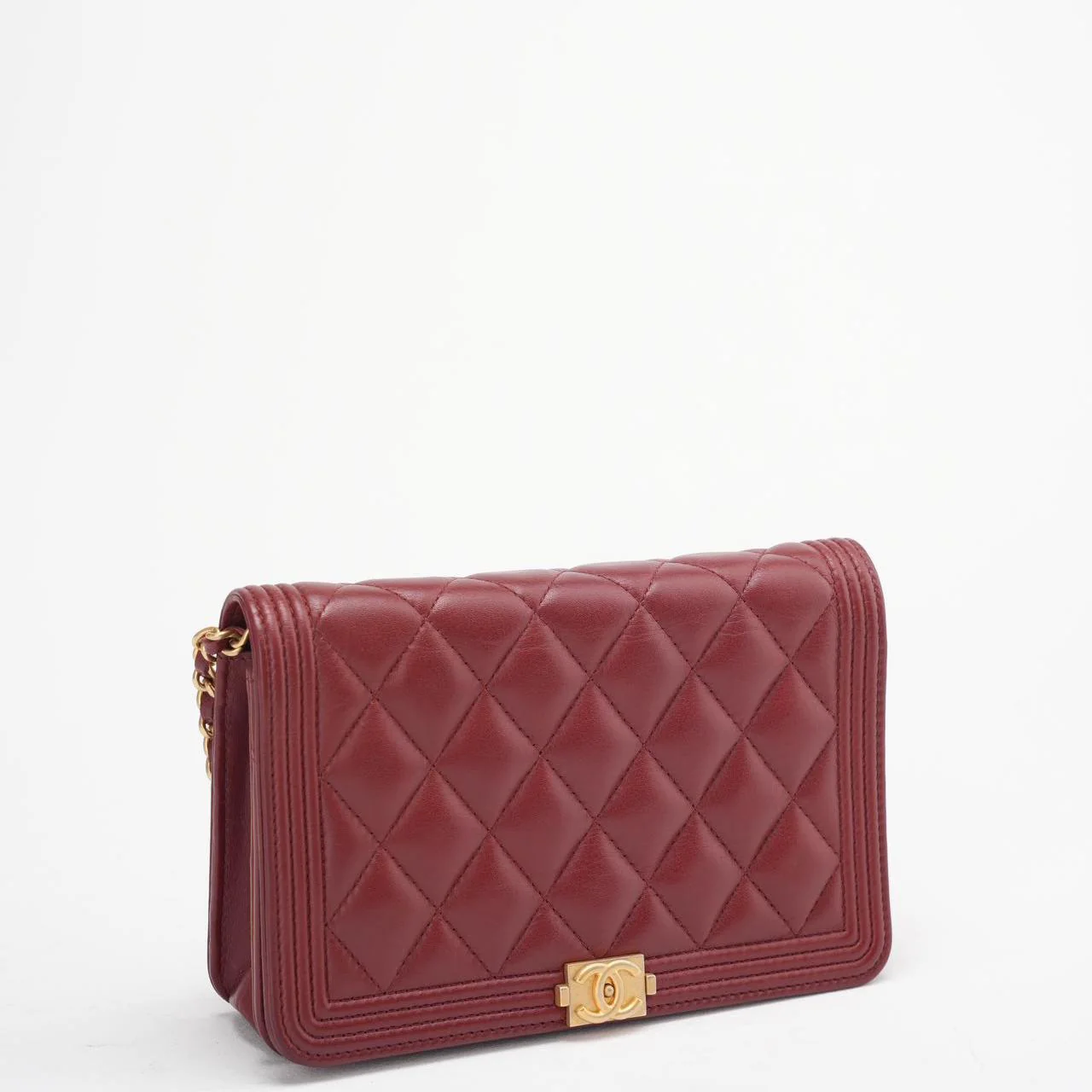 Chanel Burgundy Boy Wallet on Chain Bag Lambskin 2017