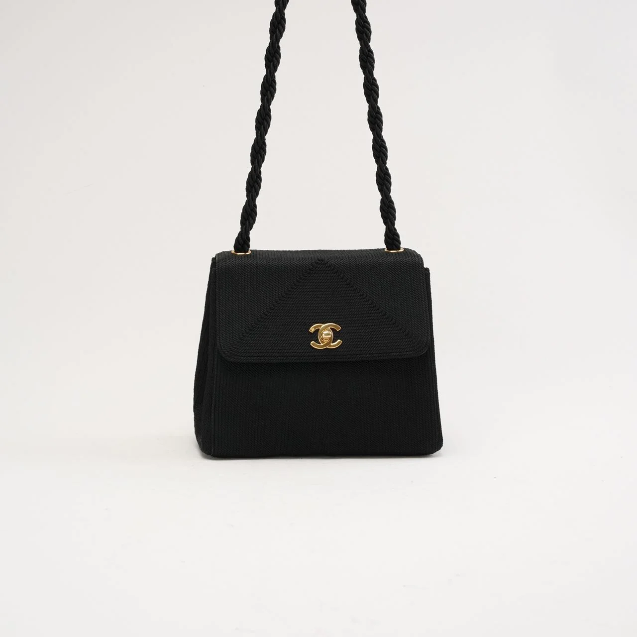 Chanel Vintage Silk Rope Mini Kelly Flap Black 1997