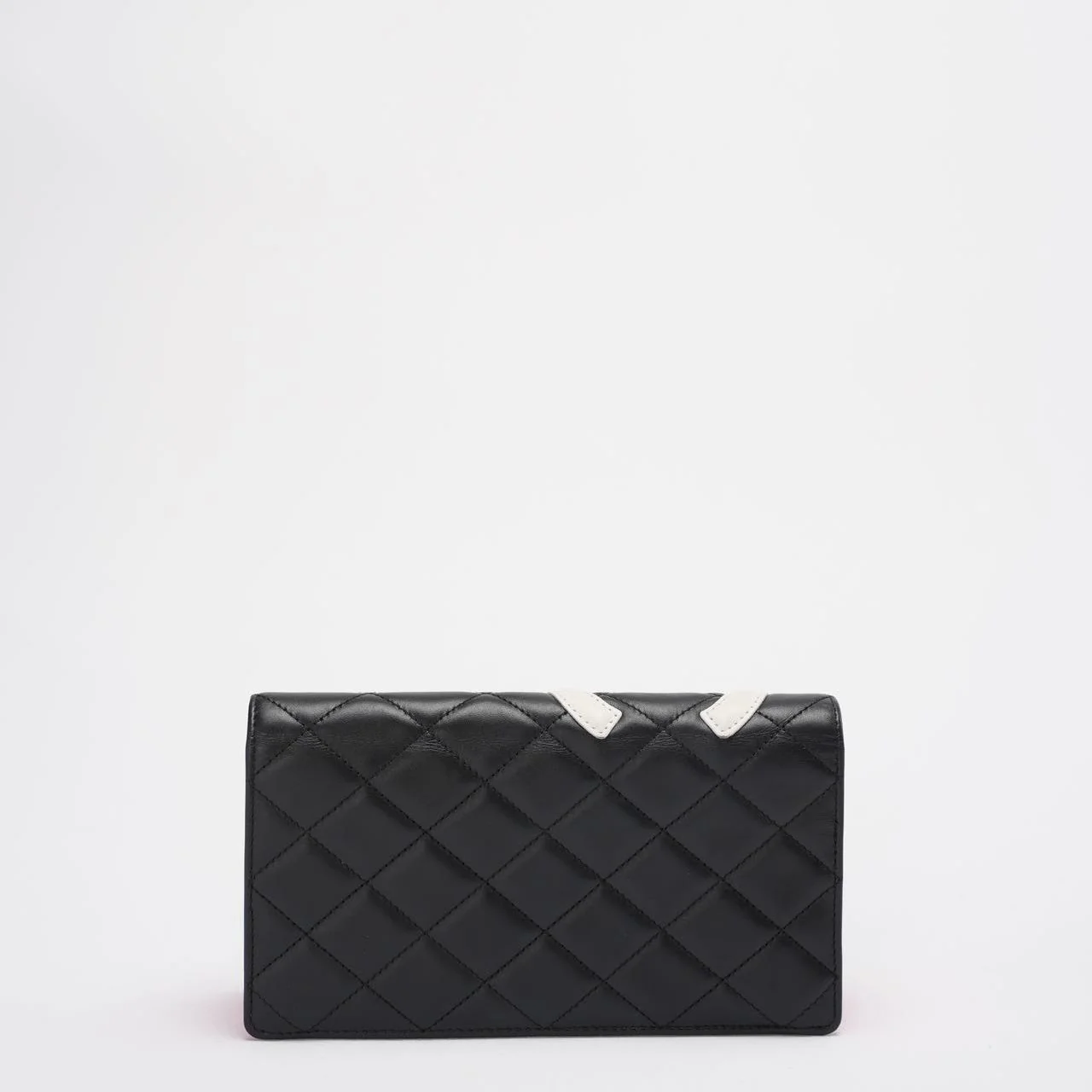 Chanel Cambon Wallet Classic Black White Wallet Quilted Calfskin with Pink Interior