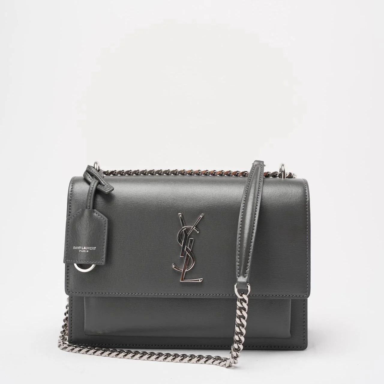 Saint Laurent Grey Calfskin Medium Monogram Sunset
