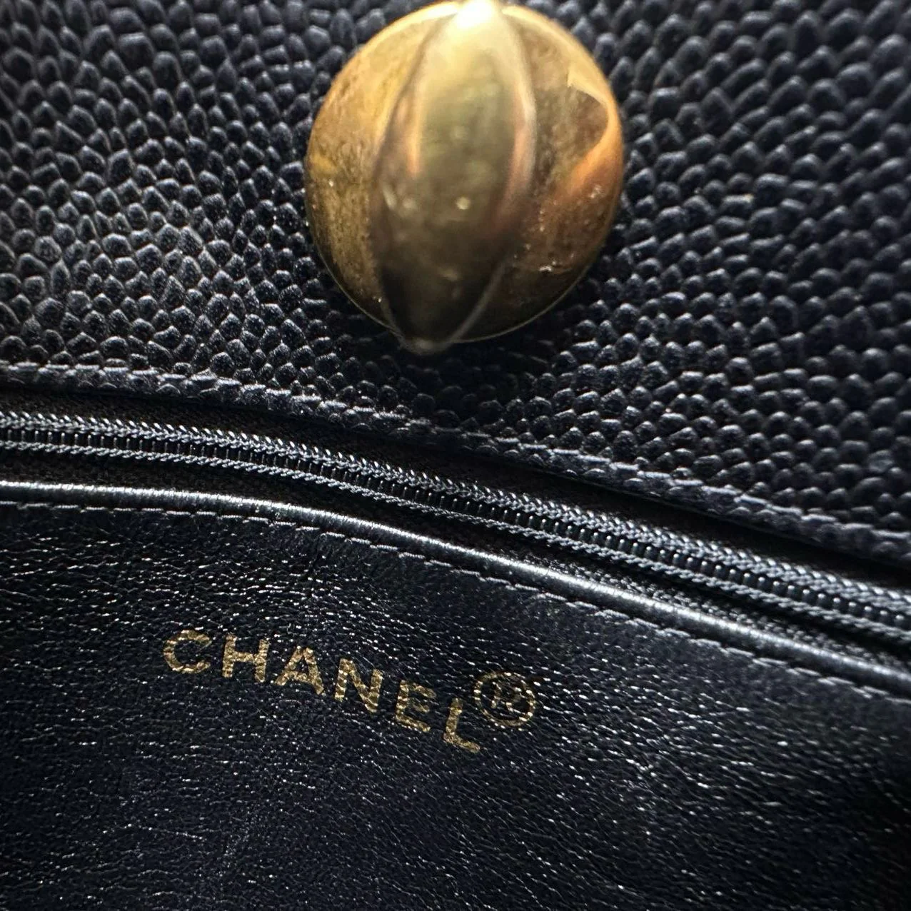 Chanel Vintage 1994 - 1996 Black Caviar Shoulder Tote Gold Hardware