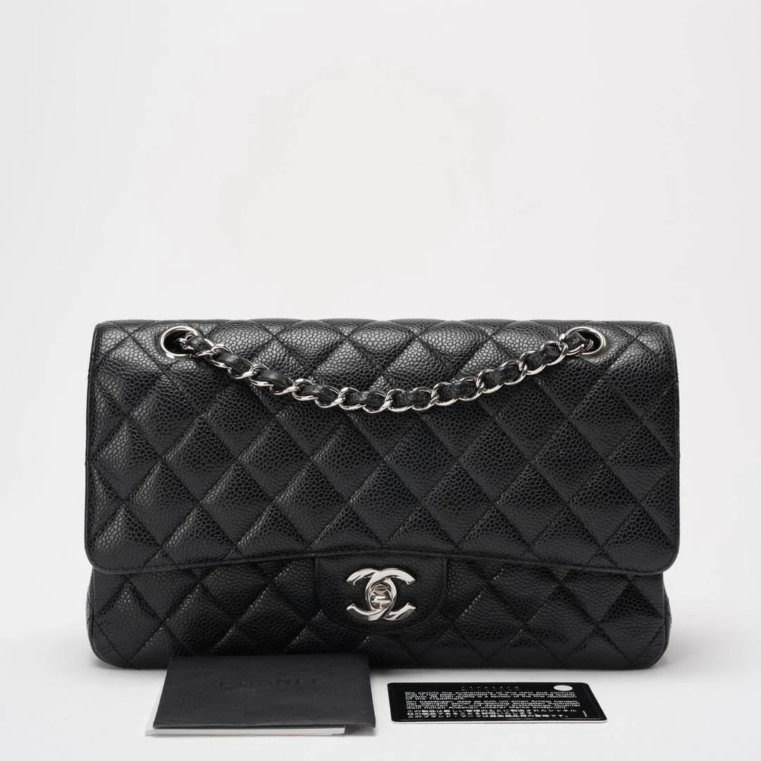 Chanel Black Quilted Caviar Medium Classic Double Flap Bag