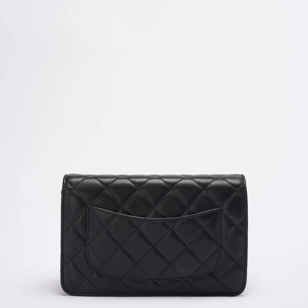Chanel Wallet On Chain (WOC) Black Bag In Lambskin Leather With Gold Hardware 2018 Back