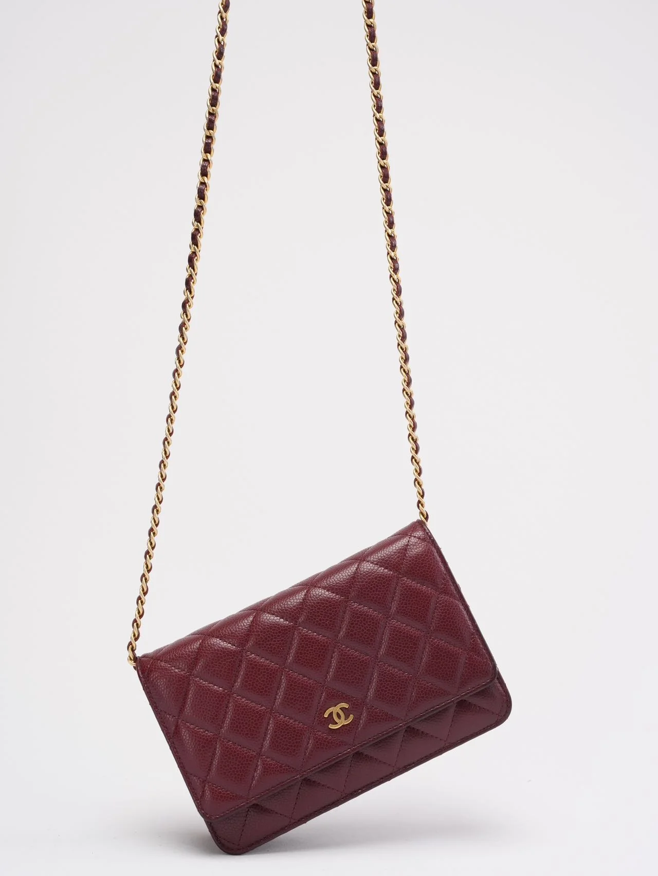 Chanel Burgundy Classic Wallet on Chain (WOC) 2016