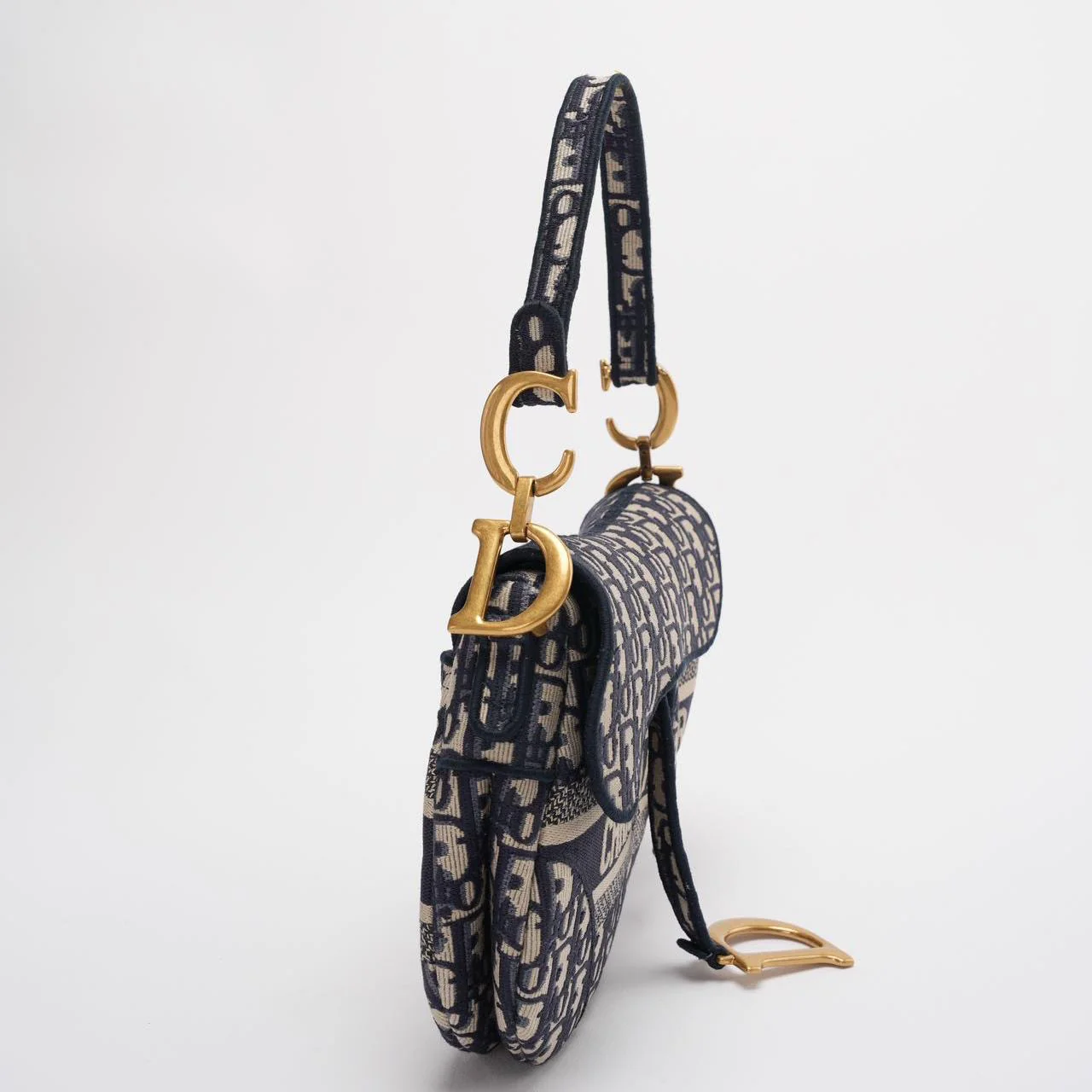 Dior Saddle Bag Blue Oblique Embroidery Bag Medium with Shoulder Strap 2021