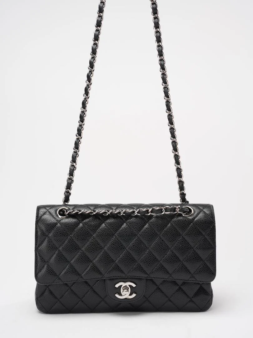 Chanel Black Quilted Caviar Medium Classic Double Flap Bag