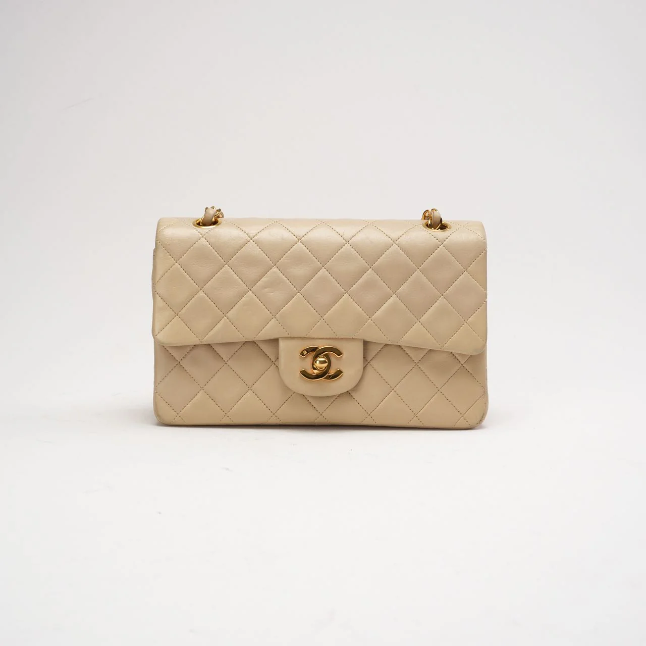 Chanel Vintage Beige Small Classic Double Flap Bag 1994