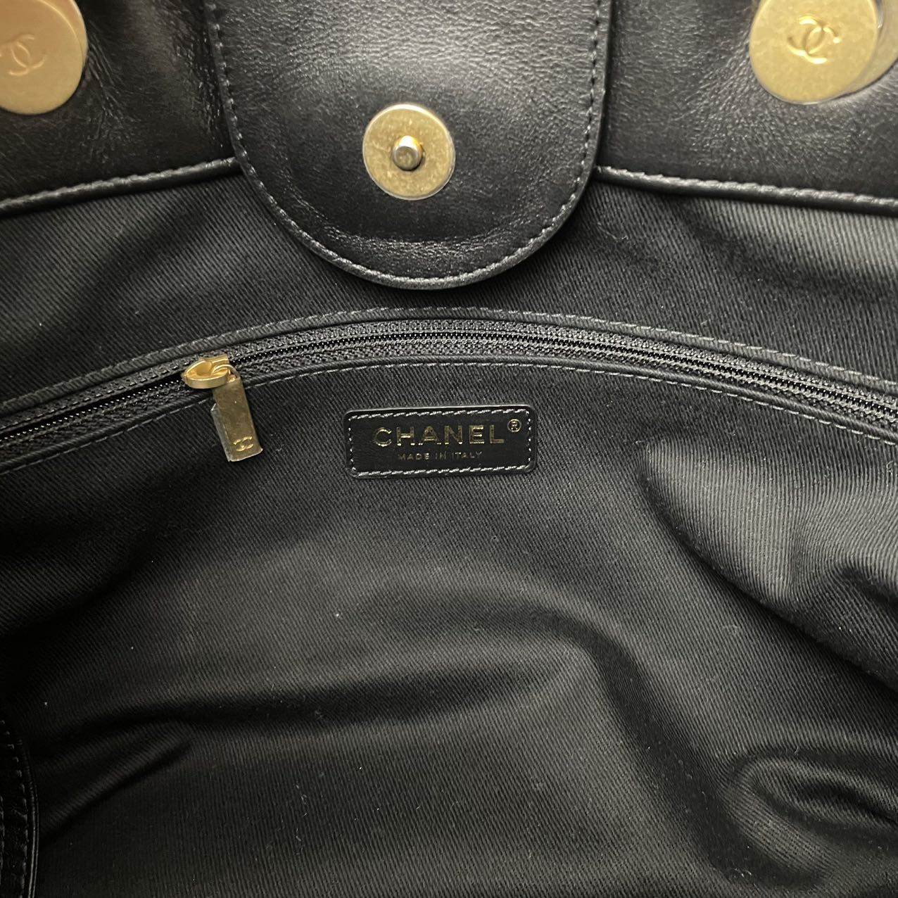 Chanel Deauville Shopping Tote Large Kalbsleather Black/Beige