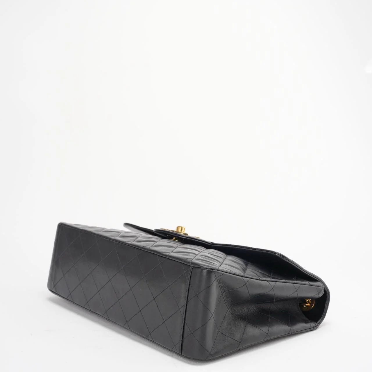 Chanel Vintage Black Maxi Classic Flap Bag Lambskin 1991-1994