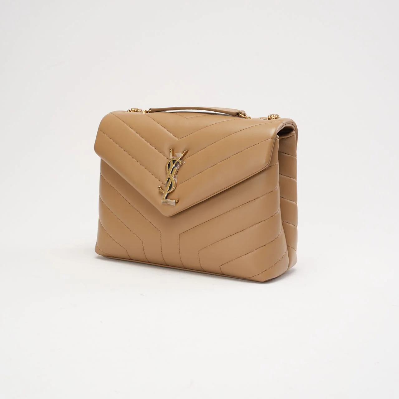 Saint Laurent Small Loulou Chain Satchel Dark Beige 2022