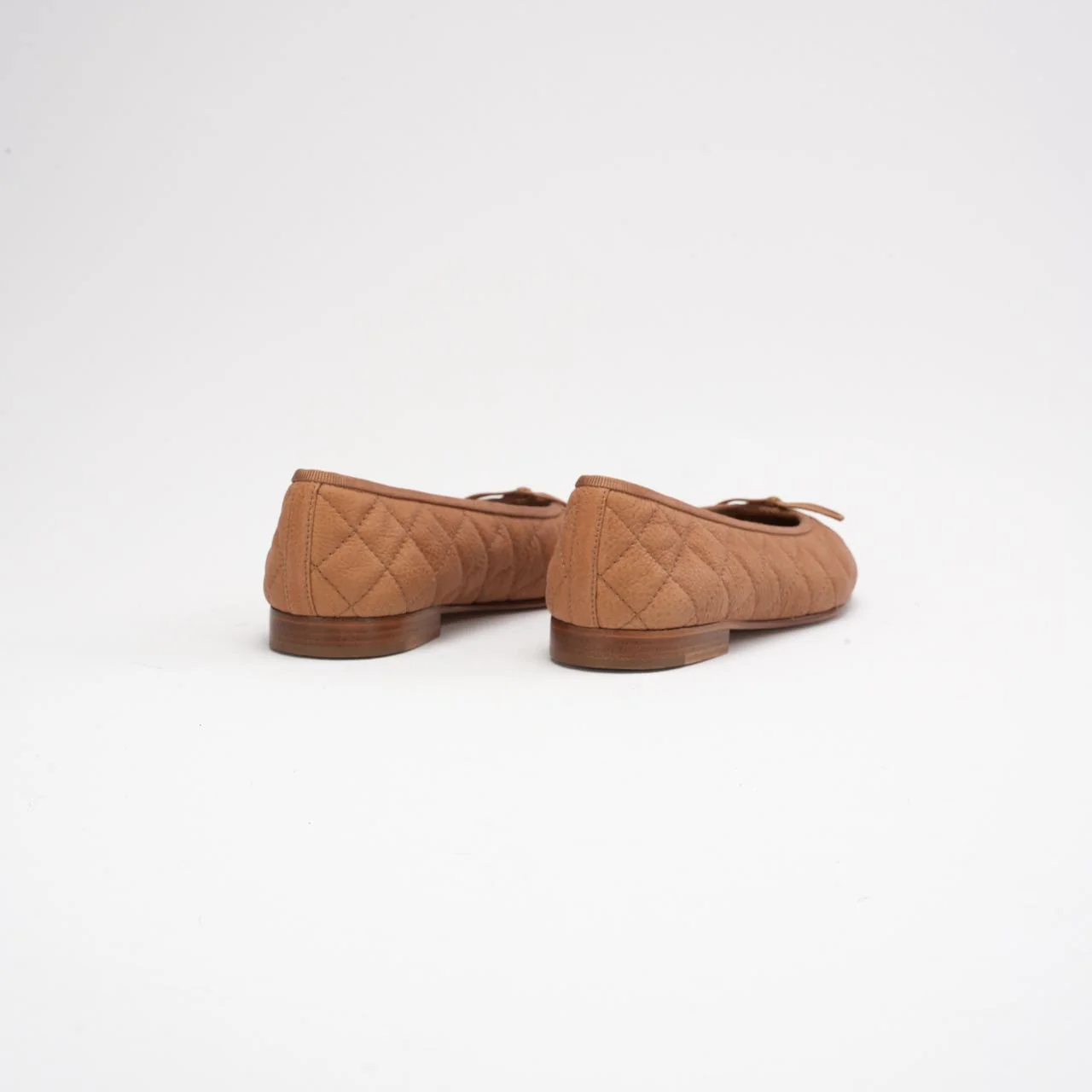 Chanel Brown Quilted Leather CC Bow Ballet Flats Size 37