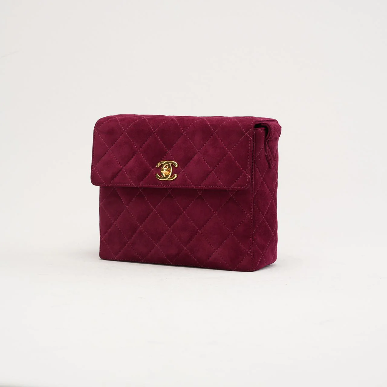 Chanel Vintage Burgundy Red Velvet Mini Square Flap Bag 1997