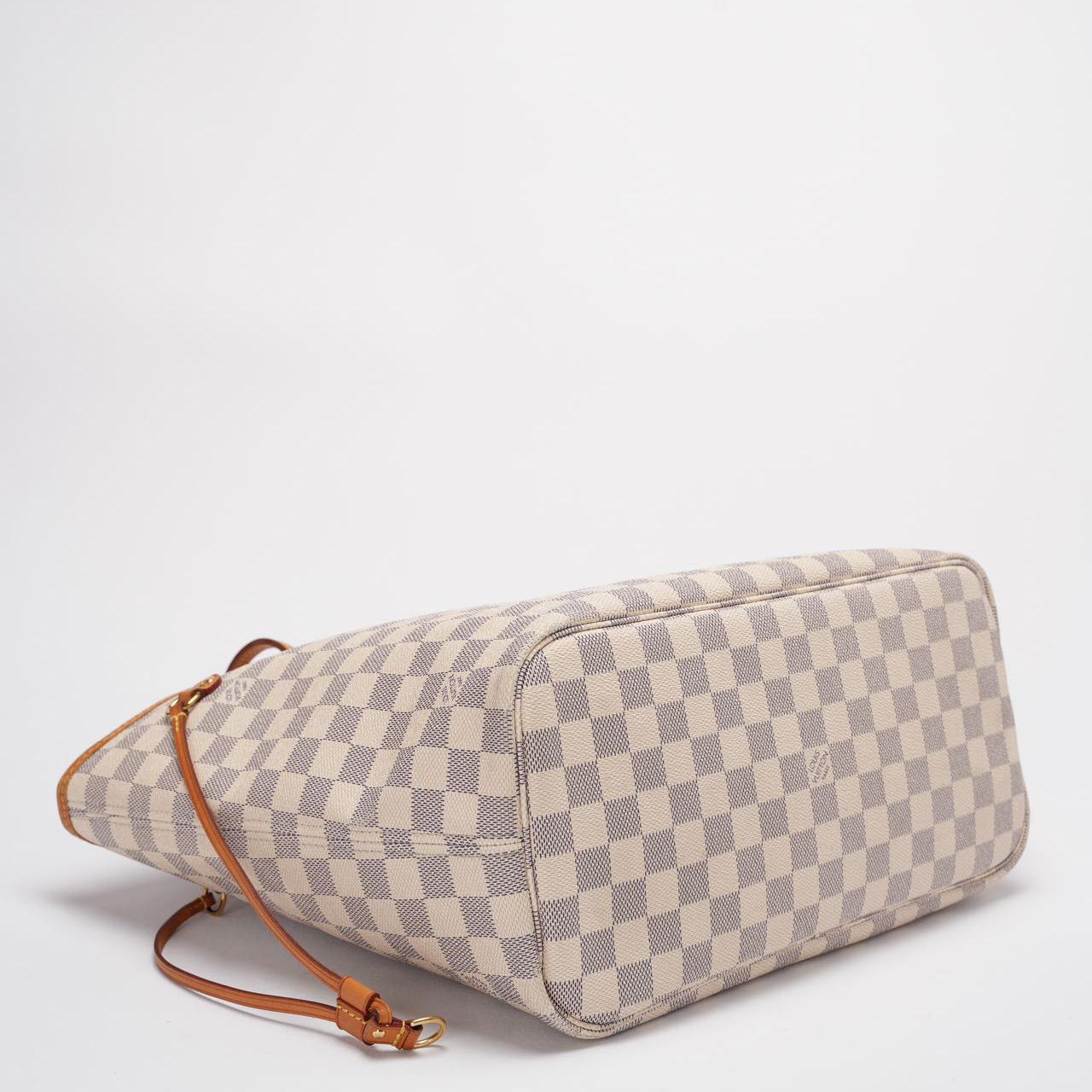 Louis Vuitton MM Damier Azur White Tote Bag with Removable Pouch High Quality Designer Jewelry