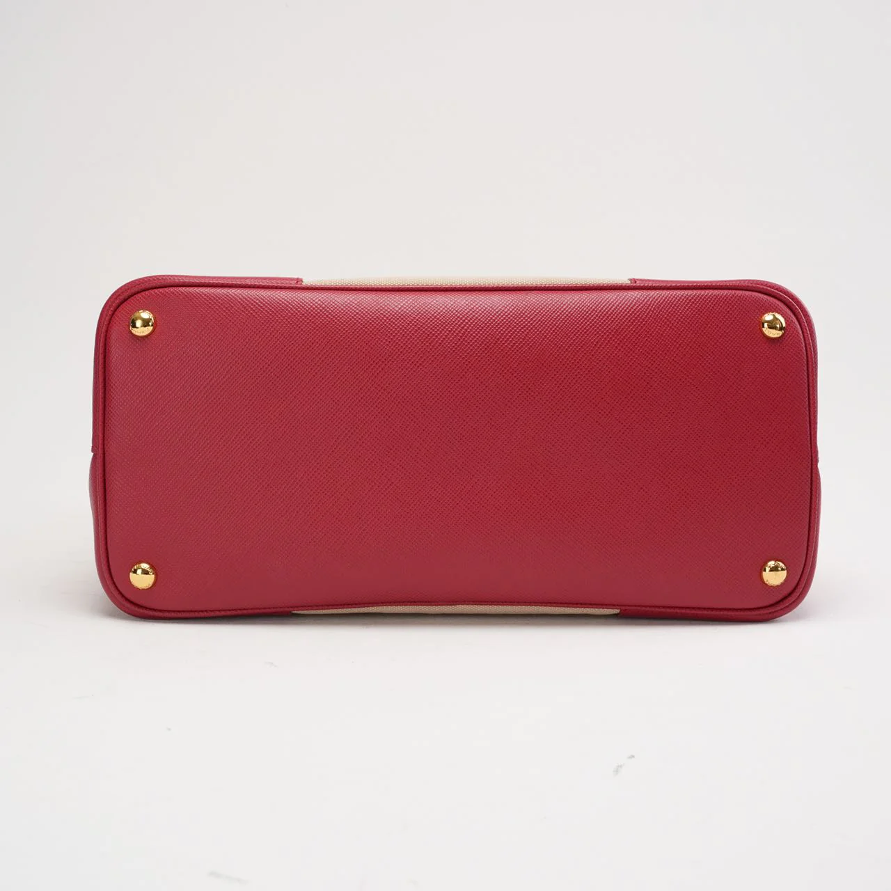 Parada Beige and Red Canapa Saffiano Double Bag