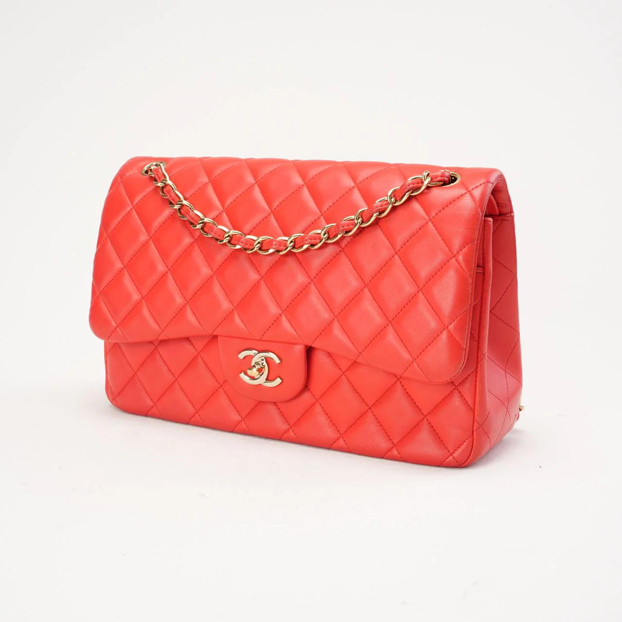 Chanel Classic Jumbo Double Flap Lambskin Red 2017