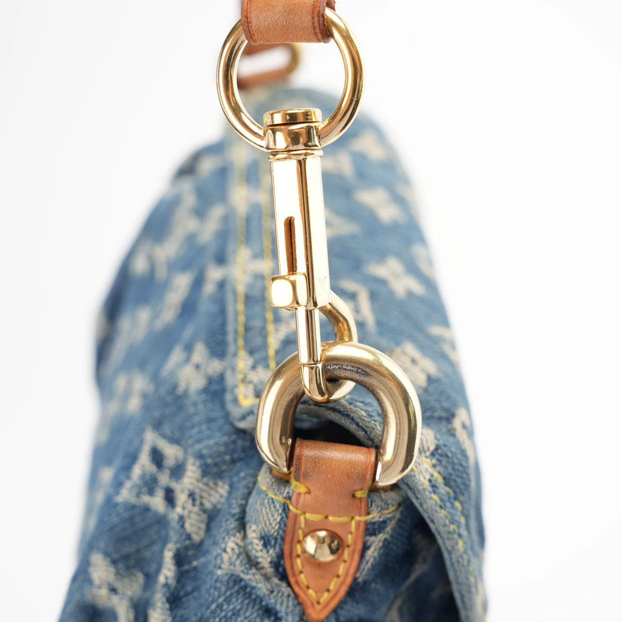 Louis Vuitton Vintage Shoulder Handbag Monogram Denim Mini Pretty Canvas Leather Blue