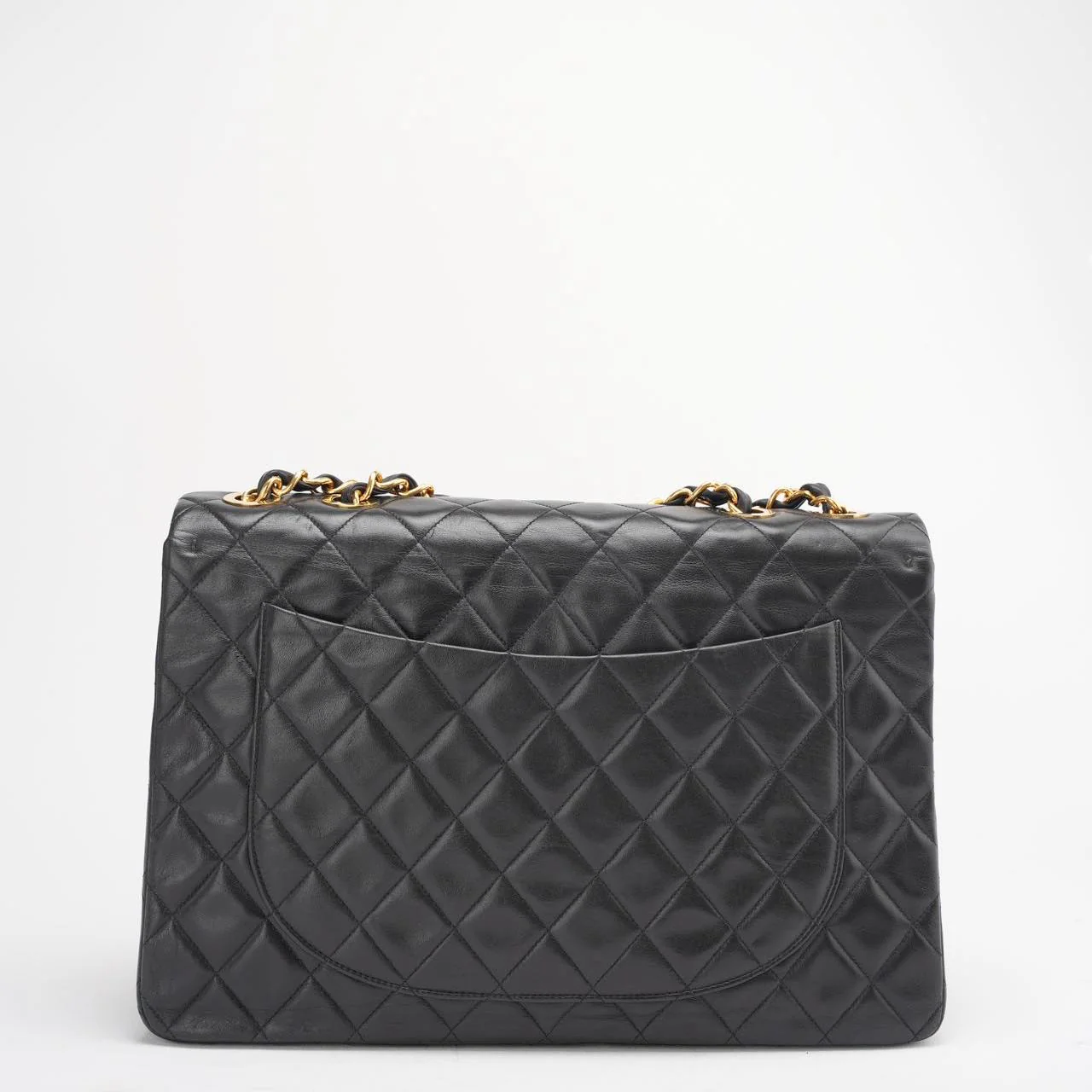 Chanel Vintage Black Maxi Classic Flap Bag Lambskin 1991-1994