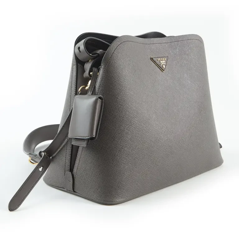 Prada Gray Saffiano Matinee Medium Bag