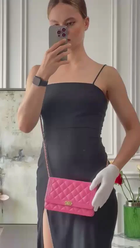 Chanel Boy Wallet on Chain (woc) Pink