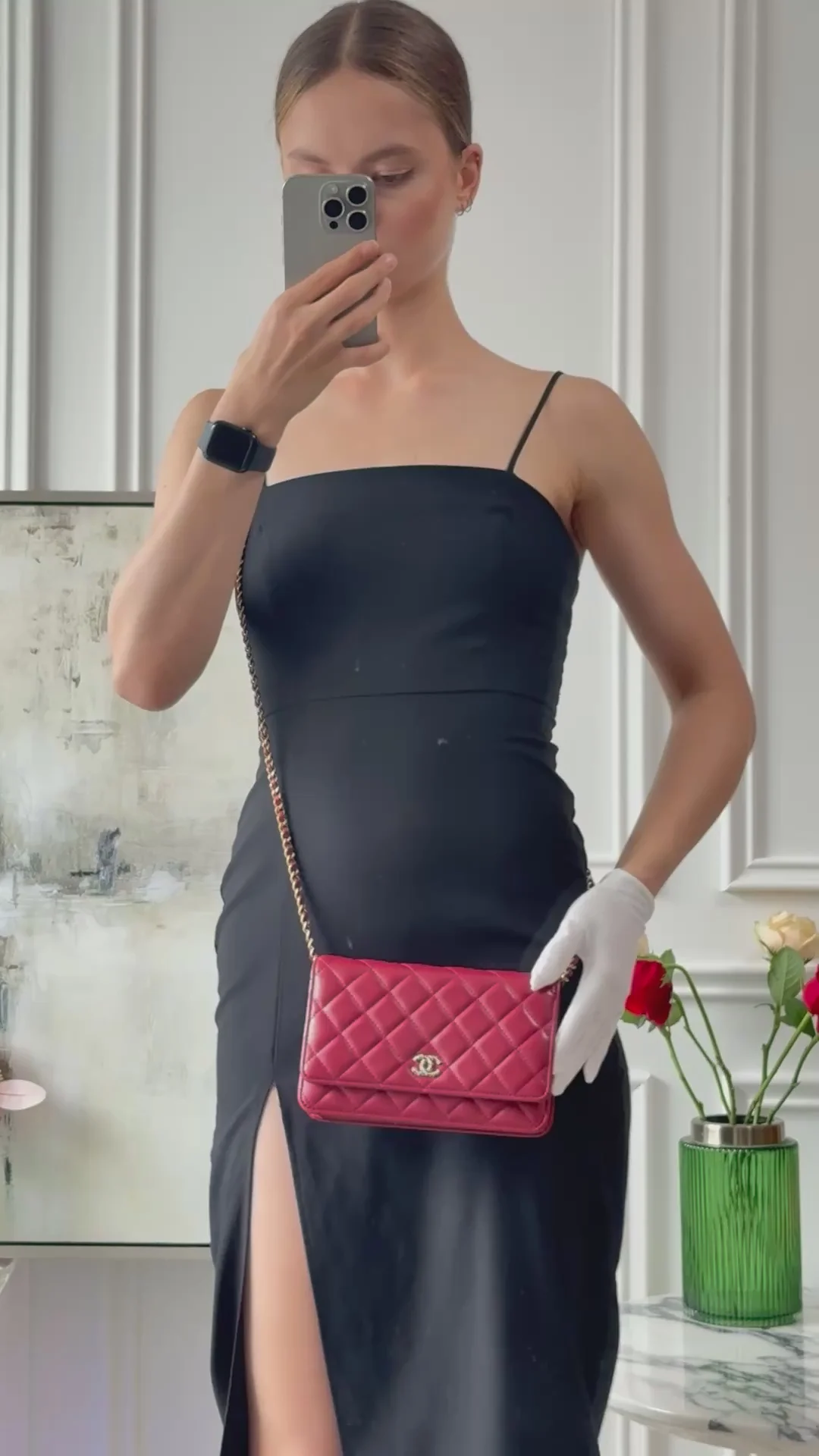 Chanel Wallet on Chain Red Enamel Buckle Classic Woc