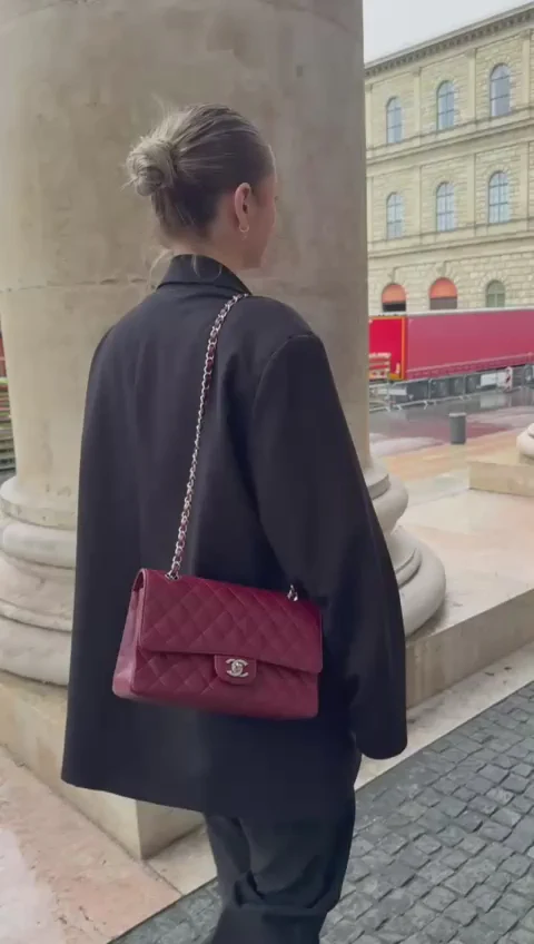 Chanel Burgundy Medium Classic Double Flap Caviar