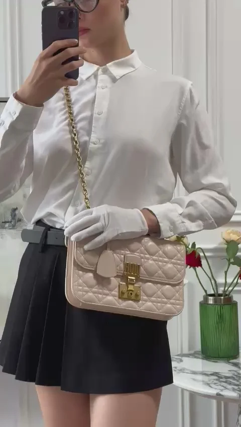 Christian Dior Pink Small Flap Shoulder Bag Lambskin 2017