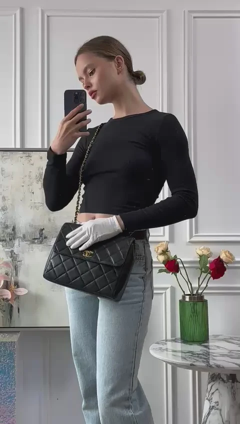 Chanel Vintage Classic Kelly Single Flap Bag – Black Caviar