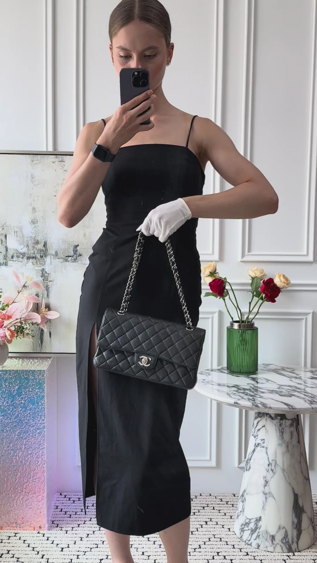Chanel Black Medium Classic Double Flap Bag Caviar 2014