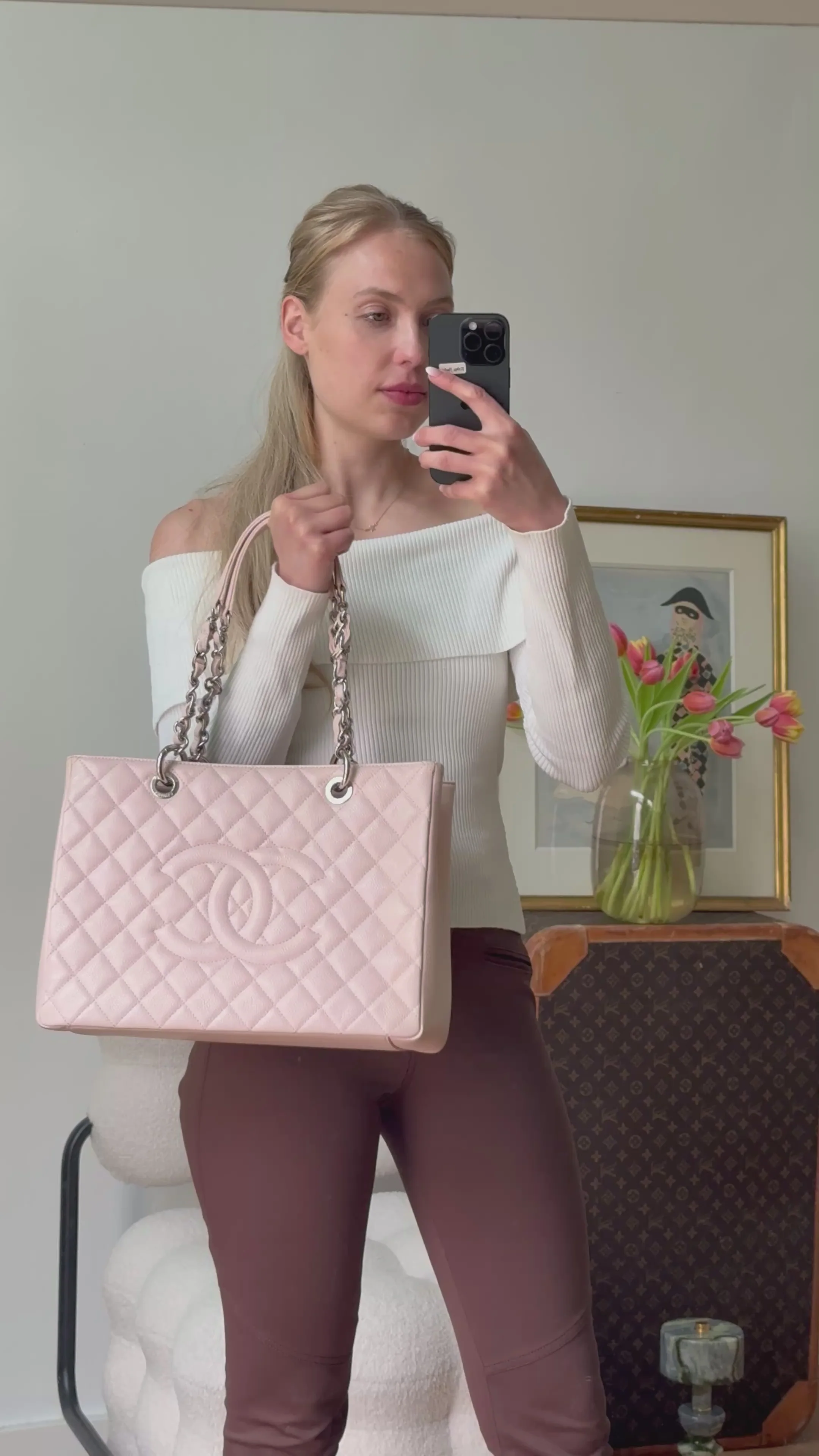 Chanel Pink Grand Shopping Tote Light Pink GST Bag in Caviar
