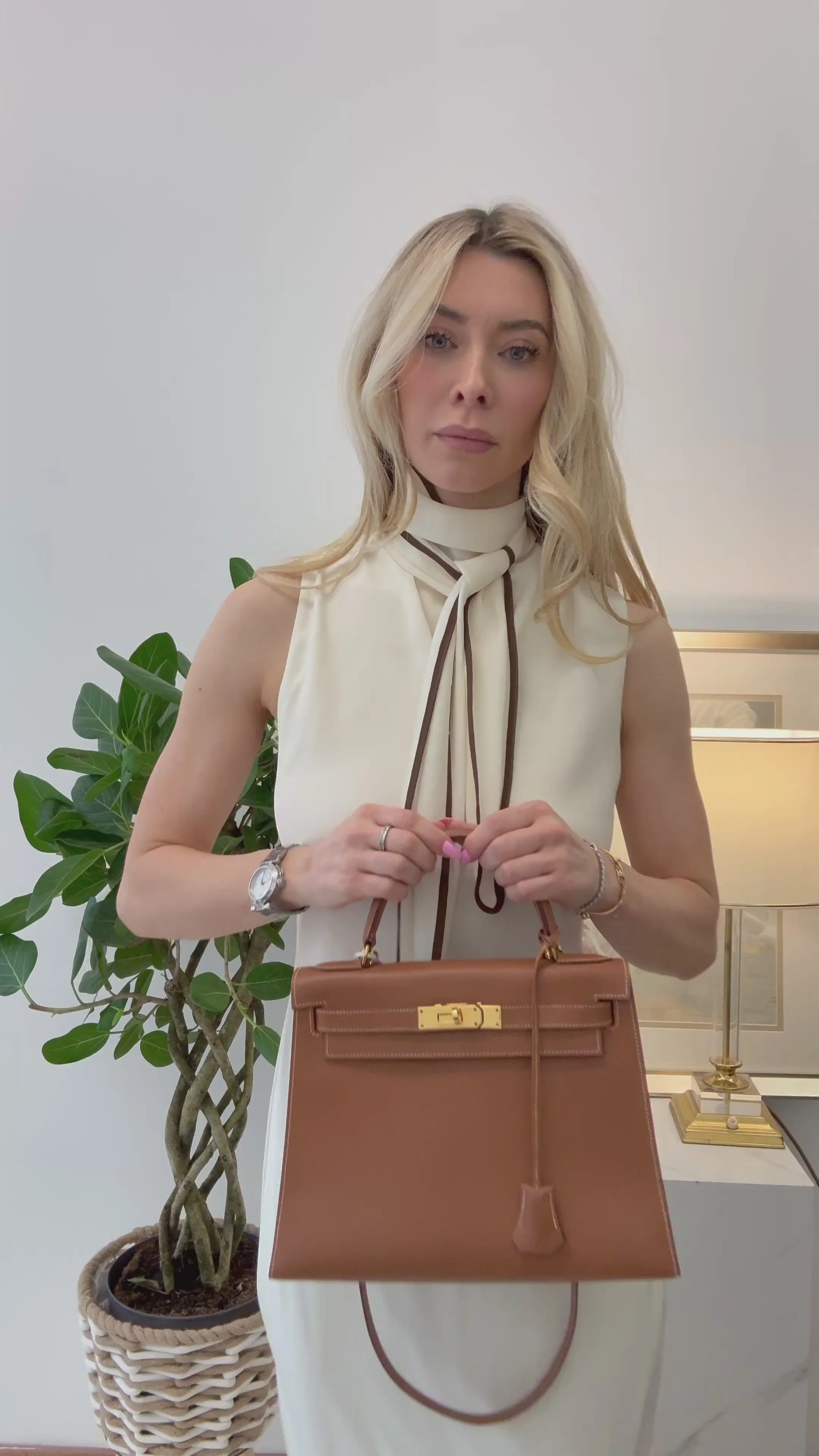 Hermès Vintage Gold Kelly Sellier 32 Epsom Y Circle 1995