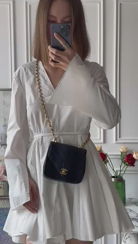 Chanel Timeless Chevron Mini Square Silk Dark Blue