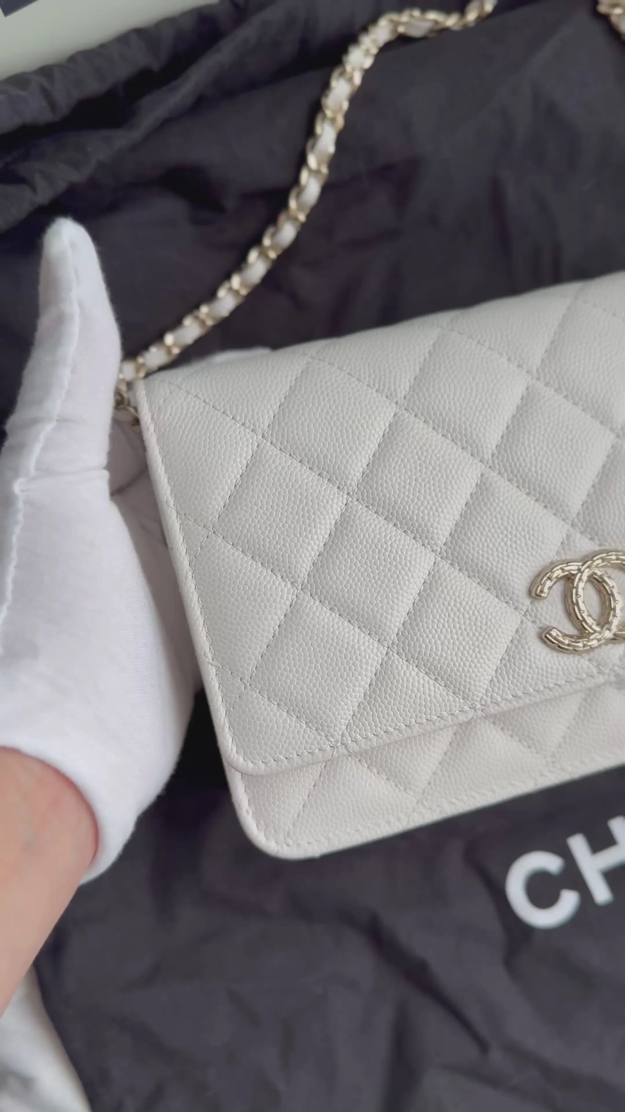 Chanel Wallet on Chain (woc) White Caviar Leather 2023