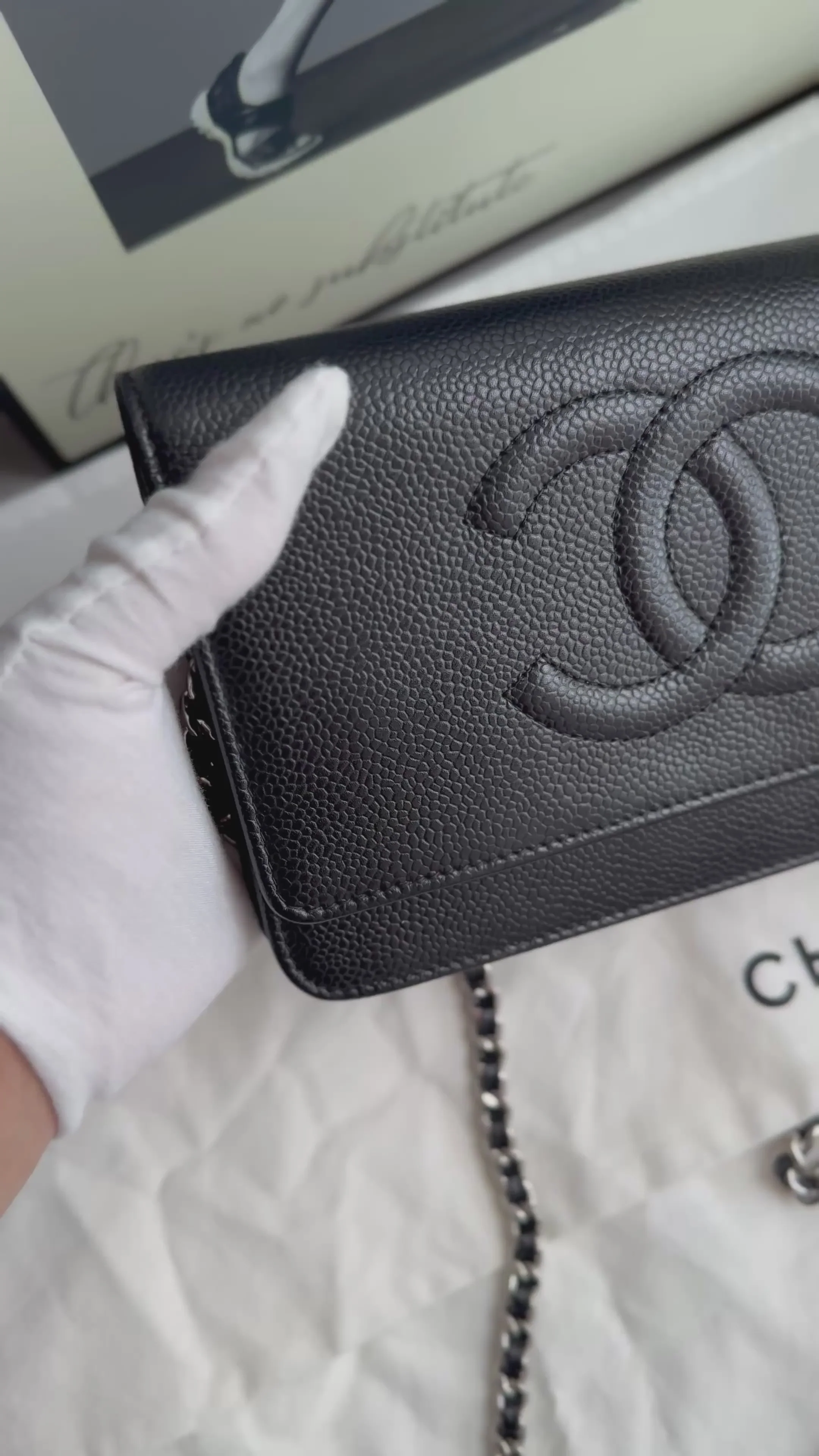 Chanel Wallet on Chain Black Caviar Leather Big Cc